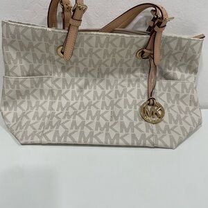 Michael Kors Cream and Tan Logo Tote
